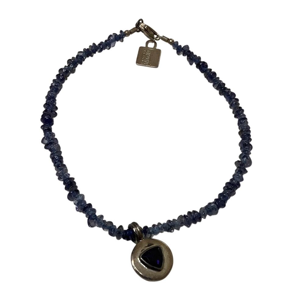 Baroni Sterling Silver Blue Sapphire Iolite Gemstone Dainty Beaded Bracelet A7-2